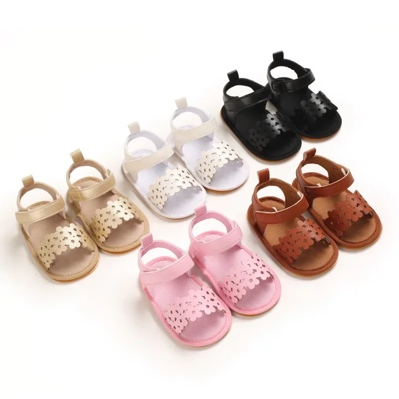 Летние сандалии для новорожденных девочек, обувь для малышей, нескользящие первые ходунки, Дышащие туфли принцессы Изображение 3