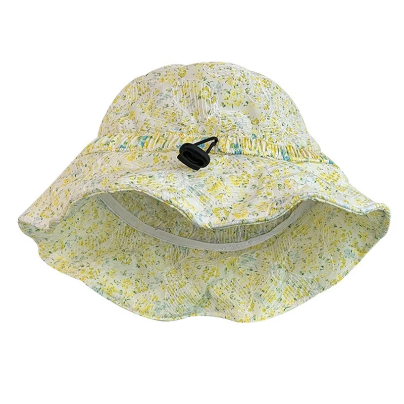 Летняя широкополая шляпа-ведро с цветочным рисунком, Рыбацкая шляпа, Солнцезащитный козырек, Солнцезащитный крем, Летняя шляпа от солнца Изображение 2