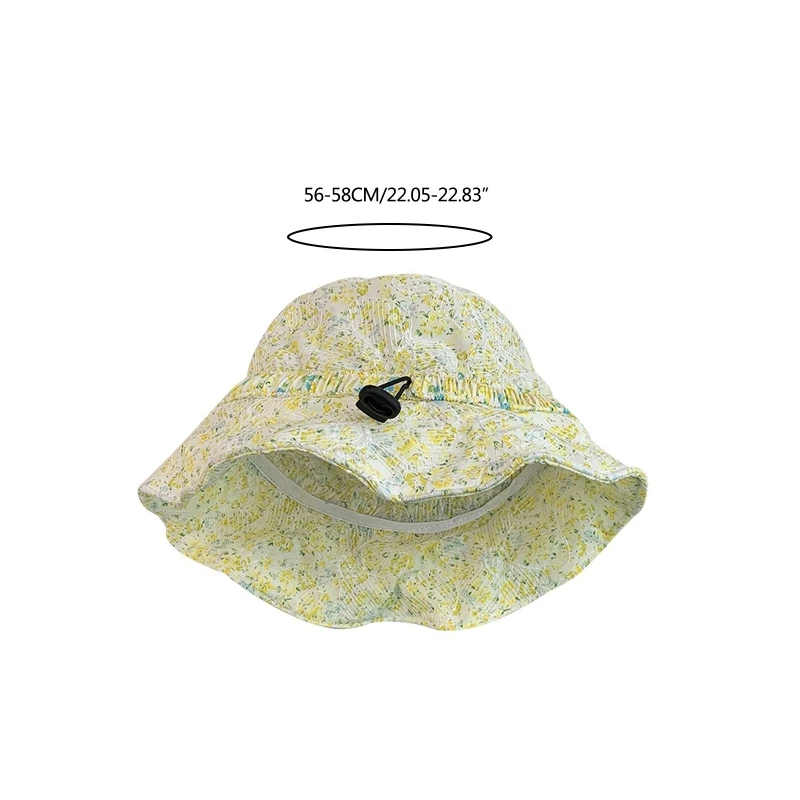 Летняя широкополая шляпа-ведро с цветочным рисунком, Рыбацкая шляпа, Солнцезащитный козырек, Солнцезащитный крем, Летняя шляпа от солнца Изображение 5
