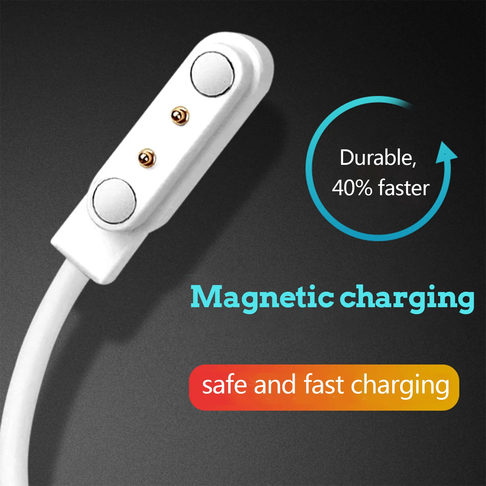 Магнитный кабель для зарядки часов |Универсальное 2-контактное USB-зарядное устройство | Шнур для зарядного устройства смарт-часов для Smart Watc Изображение 4