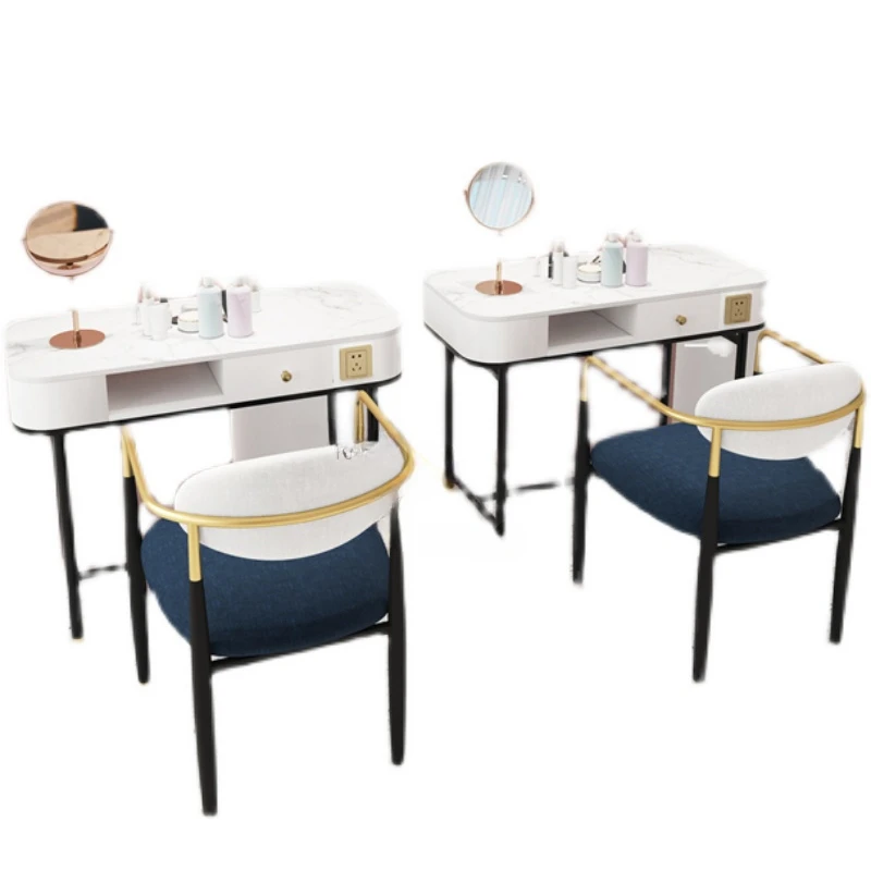 Маникюрный стол из скандинавского мраморного сланца для коммерческой мебели Nail Station Легкий Роскошный Дизайн Высококлассный Профессиональный Маникюрный стол Изображение 1