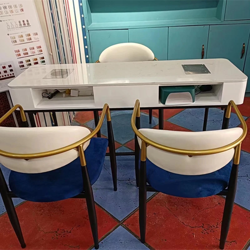 Маникюрный стол из скандинавского мраморного сланца для коммерческой мебели Nail Station Легкий Роскошный Дизайн Высококлассный Профессиональный Маникюрный стол Изображение 2