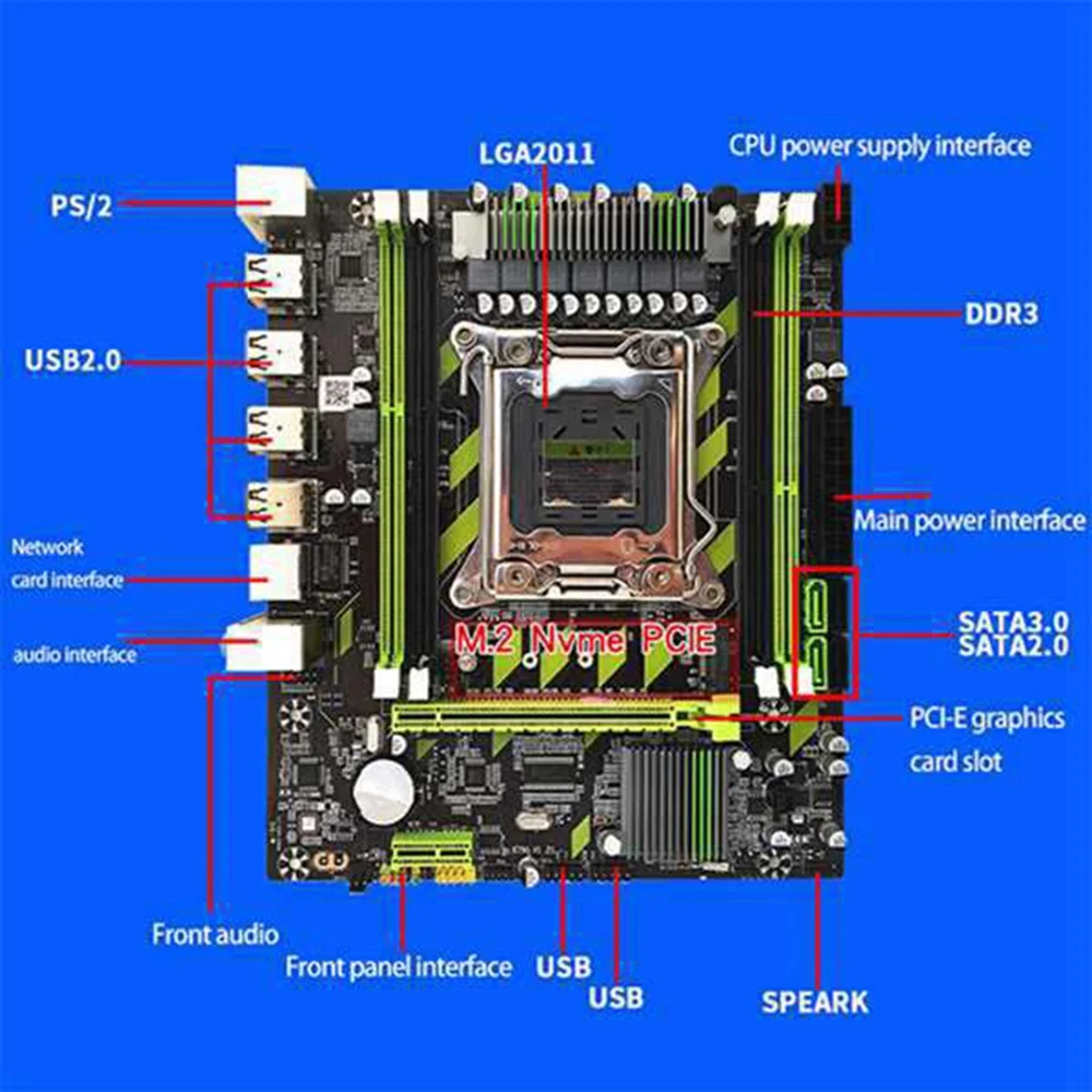 Материнская плата X79 LGA2011 DDR3 с Восьмиядерной Поддержкой Процессора E5 2650 PCI-E NVME M.2 для Материнской платы компьютера Изображение 0