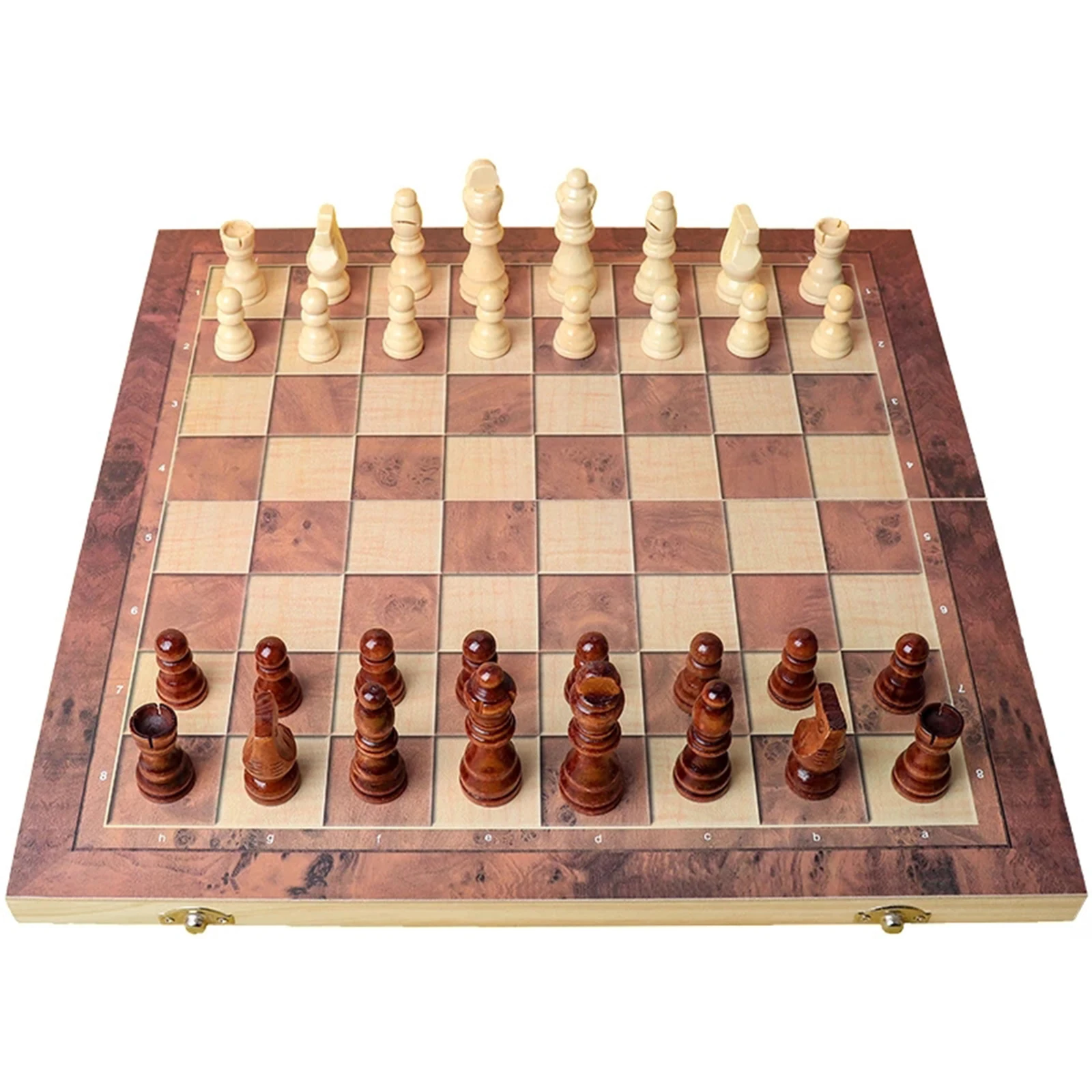 Международные шахматы Деревянные шахматы 3 в 1, Удобные для хранения и переноски шахматных фигур, Удобные и элегантные деревянные шахматы Изображение 0