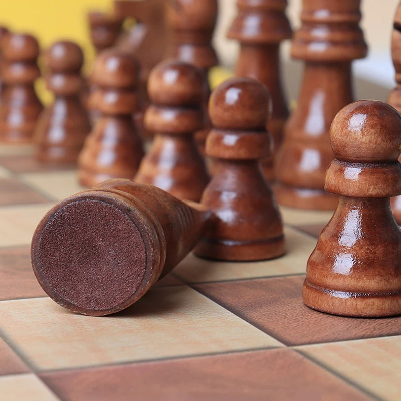 Международные шахматы Деревянные шахматы 3 в 1, Удобные для хранения и переноски шахматных фигур, Удобные и элегантные деревянные шахматы Изображение 4