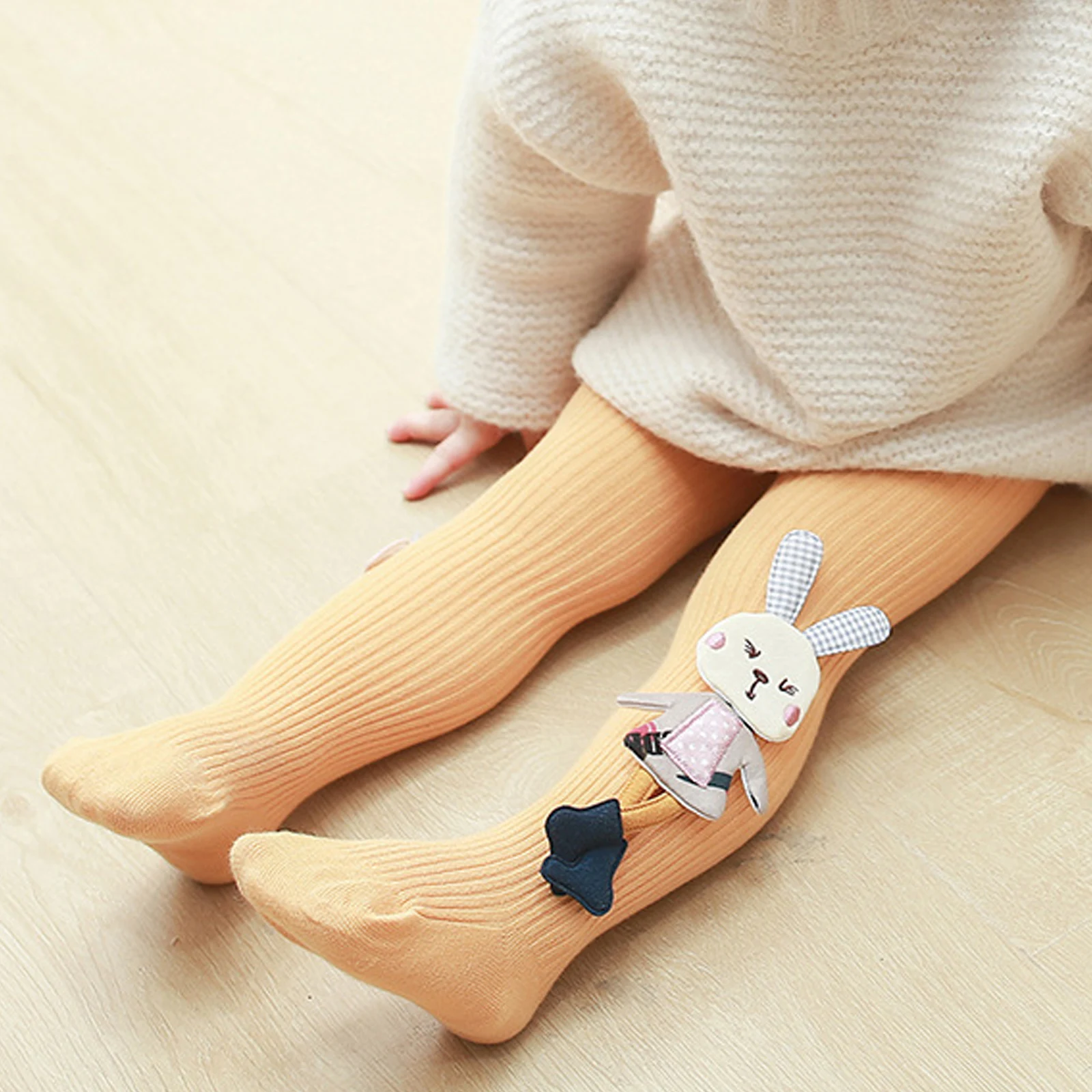 Милые кукольные колготки с морковным кроликом для девочек, эластичные колготки, закрывающие ноги, Чулки, вечернее платье, Леггинсы, повседневная одежда для отдыха Изображение 1