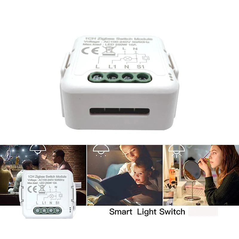Модуль Smart Switch Tuya ZigBee 3.0 10A Smart Home DIY Breaker 1 2 Банды Поддерживает Двустороннее Управление Работает С Alexa Google Home Изображение 5