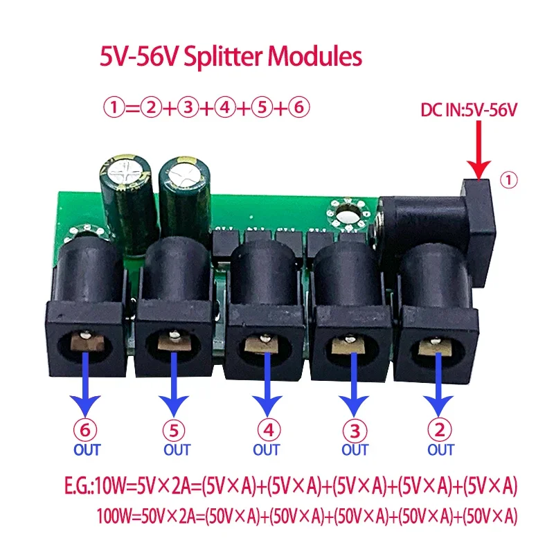 Модуль делителя напряжения от одного до пяти сплиттеров 5 В-56 В Изображение 0