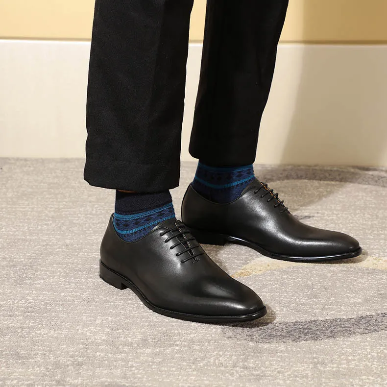 Мужские дерби из натуральной кожи с квадратным носком, деловые мужские оксфордские туфли для джентльменов, модные дышащие мужские мокасины Изображение 5