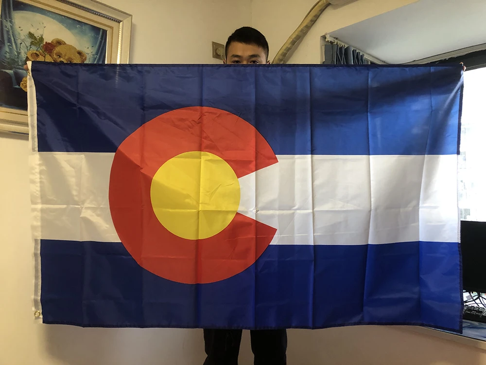 НЕБЕСНЫЙ ФЛАГ флаг Колорадо 90x150 см полиэстер двойного проникновения США флаг штата Колорадо флаг США подвесной баннер Изображение 0