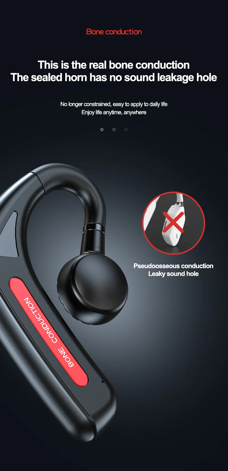 Новая Bluetooth-гарнитура M-618 с истинной костной проводимостью, подвесное ухо без вкладышей, стереосистема для бизнеса, частная модель Изображение 1