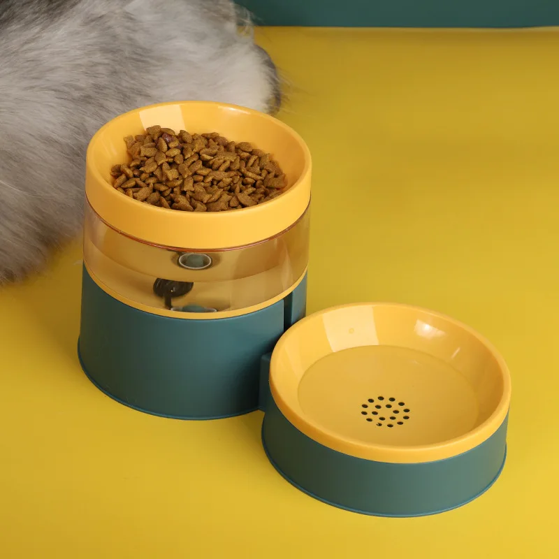 Новая цветная автоматическая кормушка, раздельный дозатор воды для защиты позвоночника, Миска для риса для кошек, объемная двойная миска для домашних животных. Изображение 4