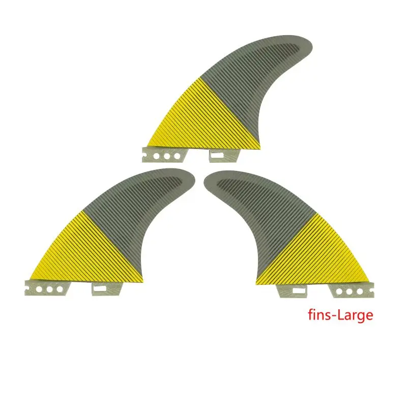 Новое поступление ласт для пляжной доски для серфинга Спорт и отдых Желтый Трехкомпонентный для FCS 2 плавника из стекловолокна Размер ласт для серфинга M / L Изображение 0