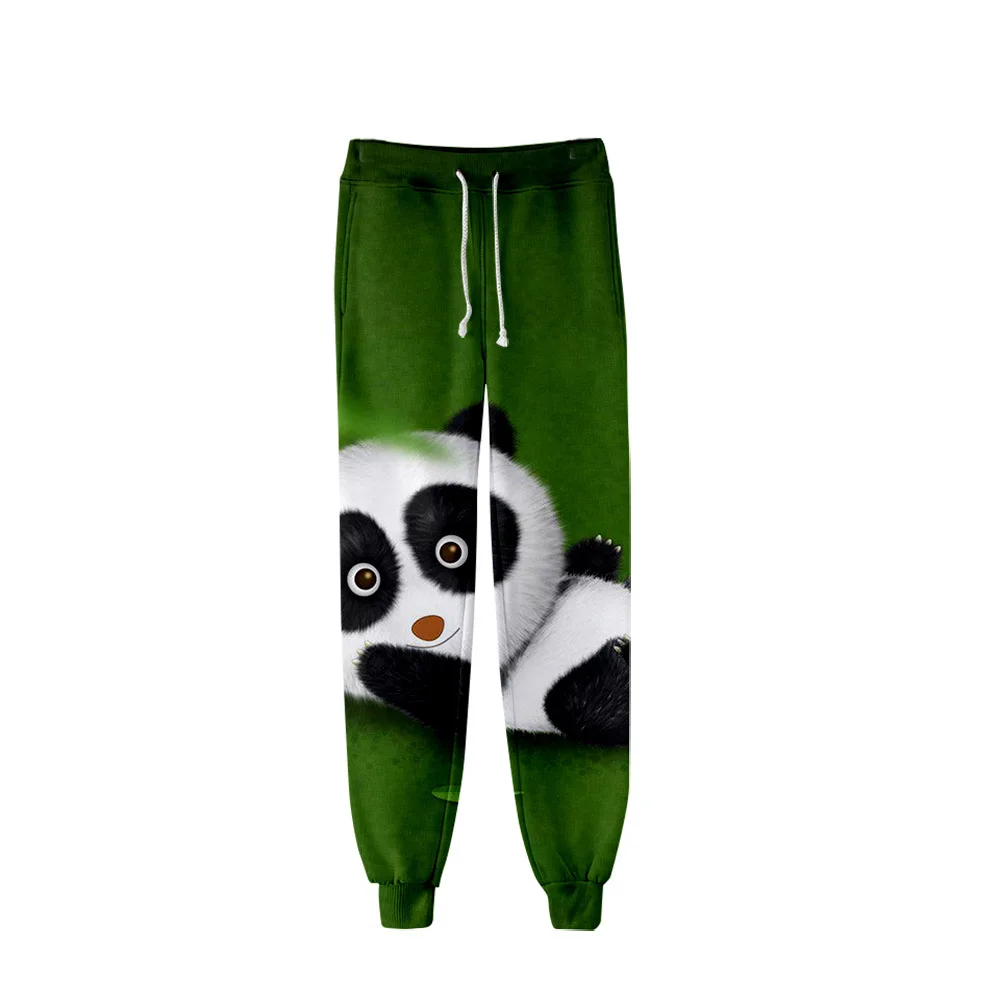 Новые спортивные спортивные штаны, прямые брюки, спортивные штаны с 3D принтом животного Панды, длинные женские брюки для бега, мужские /женские брюки Изображение 2
