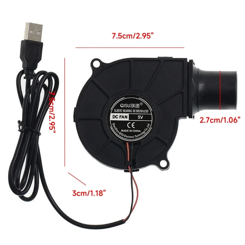 Новый портативный вентилятор для барбекю 7530 7 см 5 В USB мощностью 2600 об/мин мощностью 1,5 Вт для пикника в кемпинге Изображение 5