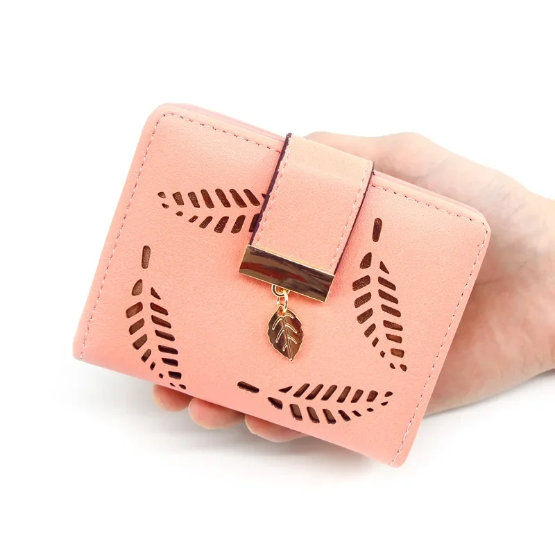 Новый простой и универсальный модный женский кошелек от интернет-знаменитостей, однотонный клатч с простой пряжкой, полый ID Изображение 3