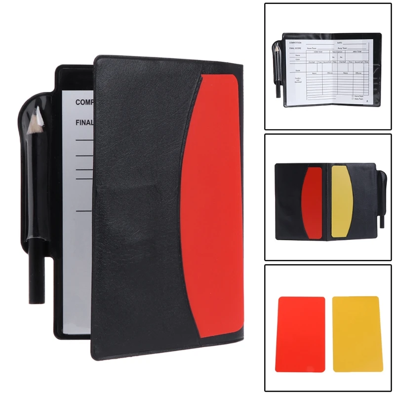 Новый спортивный блокнот-бумажник футбольного судьи с красной и желтой карточками Изображение 1