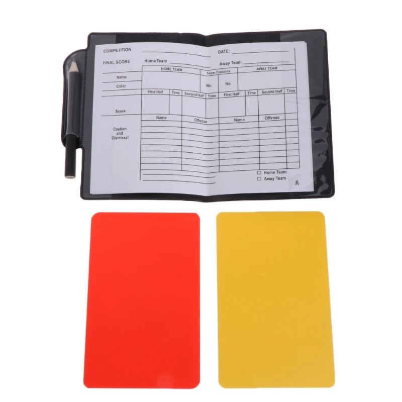 Новый спортивный блокнот-бумажник футбольного судьи с красной и желтой карточками Изображение 4