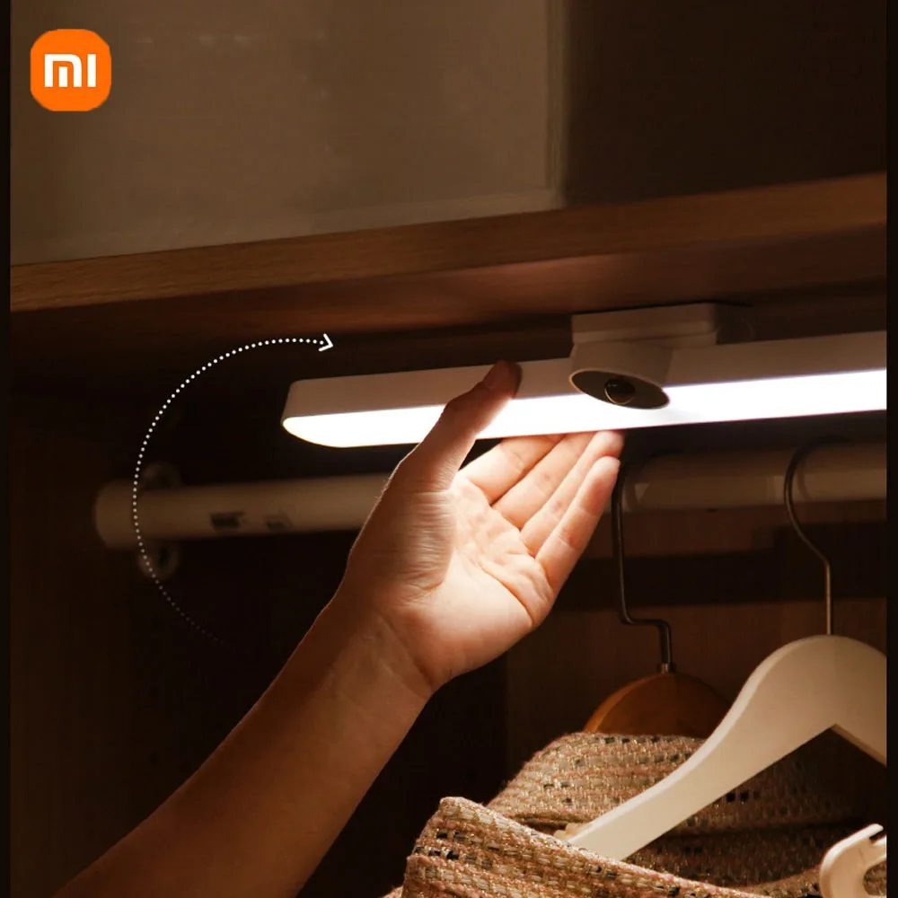 Ночник Xiaomi с датчиком движения Led USB Перезаряжаемая прикроватная тумбочка для спальни, регулируемая подсветка для кухонного шкафа Изображение 0
