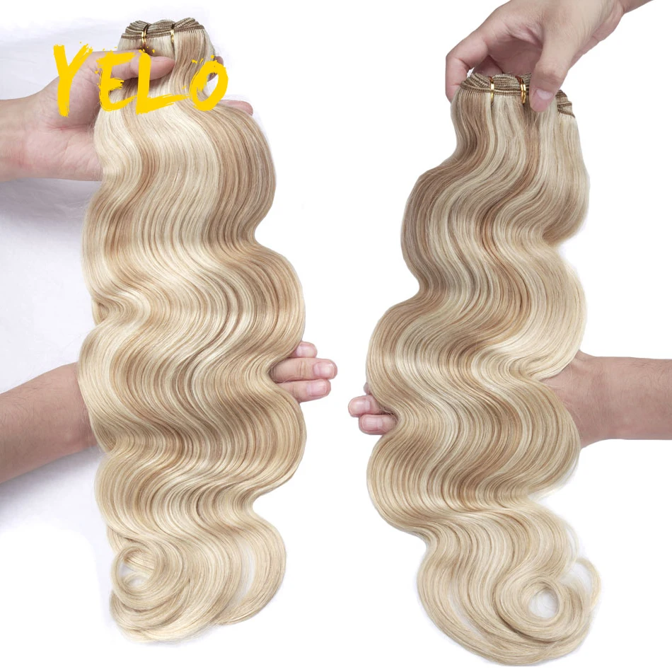 Объемные пучки Yelo Body Wave с Бразильской изюминкой, плетение из человеческих волос, пучки натуральных волос Remy для наращивания, объемные волосы в стиле волны 12-26 дюймов Изображение 4