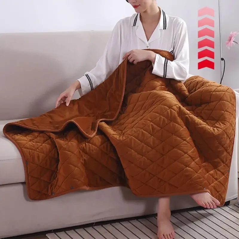 Одеяло с электрическим подогревом, зимнее большое теплое одеяло, пригодное для носки, 5 В USB, питание от блоков питания, грелка для кровати, одеяло, обогреватель для тела, можно стирать Изображение 1