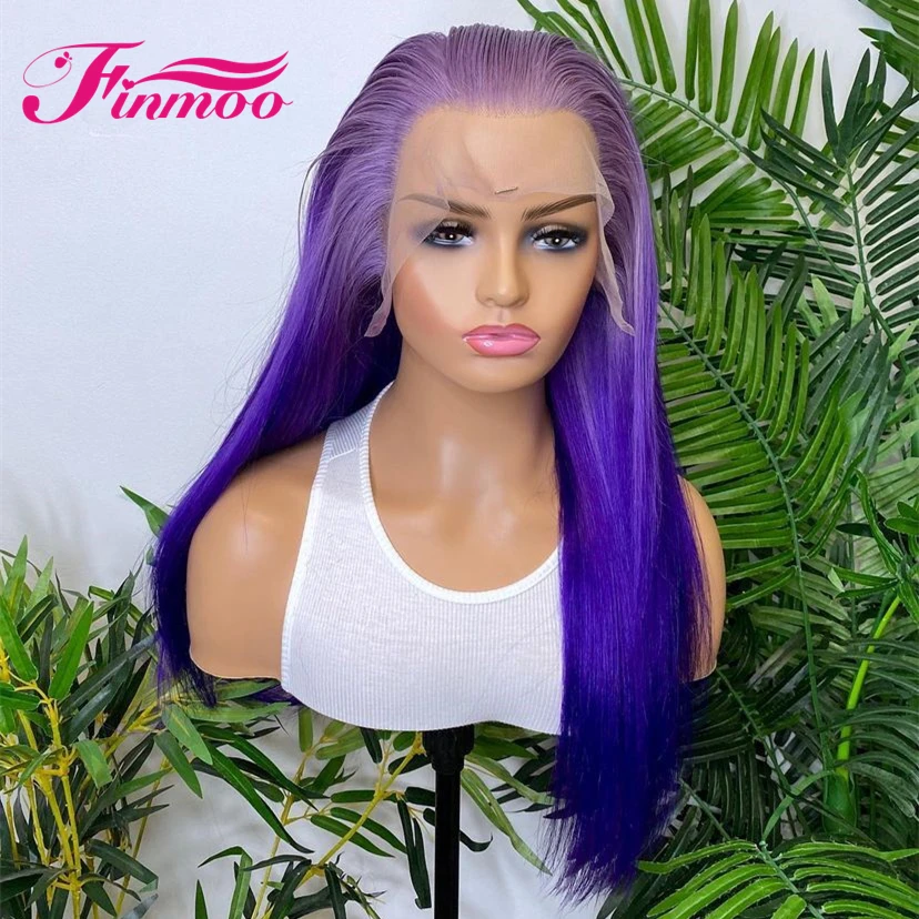 Омбре Фиолетовый Объемный волнистый парик с изюминкой спереди на кружеве Цветной парик 613 Remy Бразильские парики из человеческих волос для женщин со средним пробором Изображение 2