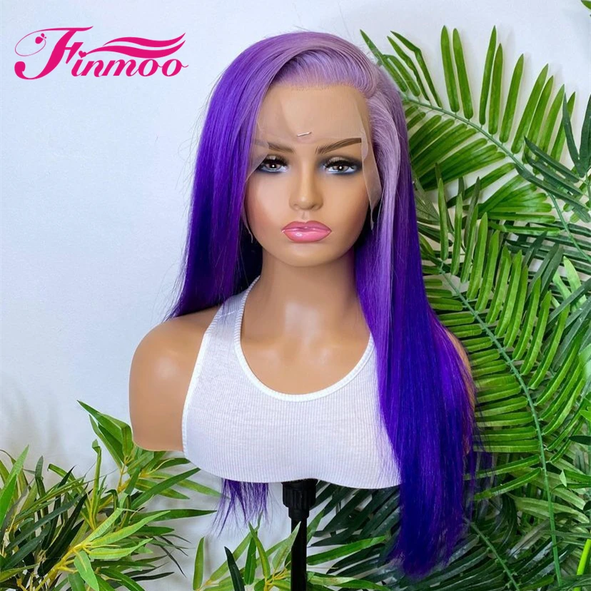 Омбре Фиолетовый Объемный волнистый парик с изюминкой спереди на кружеве Цветной парик 613 Remy Бразильские парики из человеческих волос для женщин со средним пробором Изображение 4