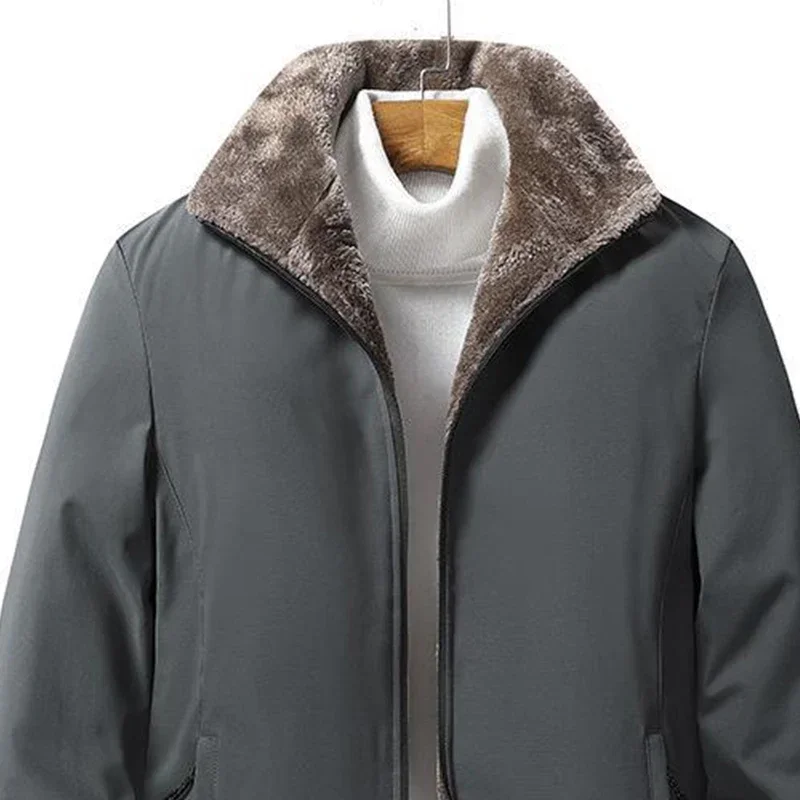 Осенне-зимнее Корейское пальто из плотного хлопка 2023 года, новое Мужское пальто для папы, утолщенное и теплое Изображение 5