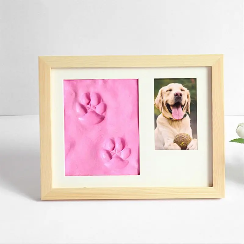 Отпечатки Лап Домашних Животных Фоторамка На Память Мемориальный Набор Глиняных Отпечатков для Любителей Собак Изображение 0