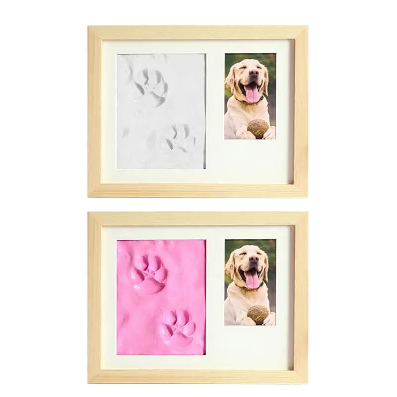 Отпечатки Лап Домашних Животных Фоторамка На Память Мемориальный Набор Глиняных Отпечатков для Любителей Собак Изображение 5