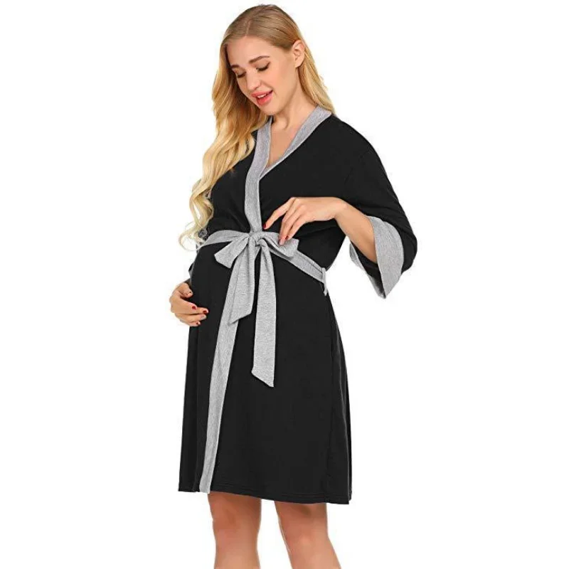 Пижамы Для беременных Тонкая Послеродовая Домашняя Одежда Цветные Платья Для Кормления Грудью Новая Одежда Для Беременных Женщин Изображение 5