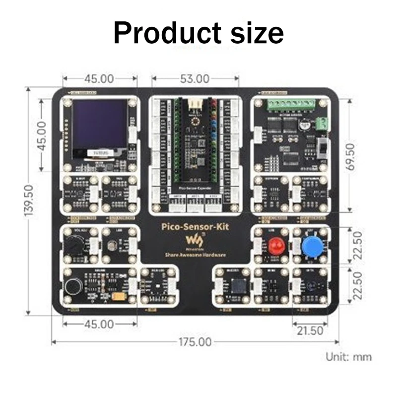 Плата расширения Waveshare для Raspberry Pi RP2040-Plus + комплект сенсорных модулей для материнских плат серии Raspberry Pi Pico Изображение 5