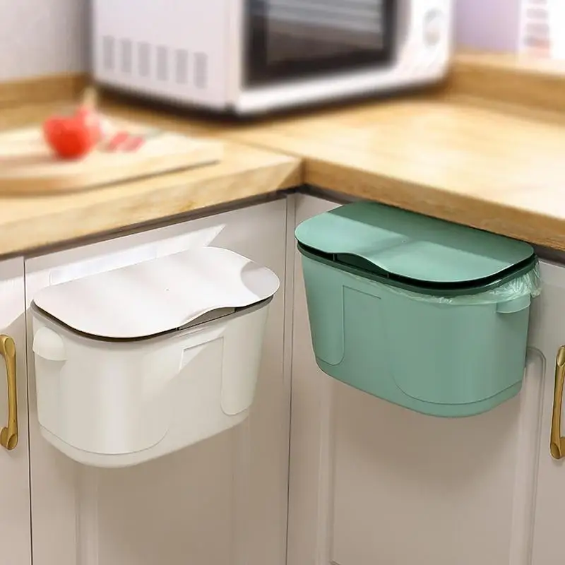 Подвесное мусорное ведро с крышкой Корзина для мусора на кухне большой емкости Настенное мусорное ведро для компостирования мусора Изображение 0
