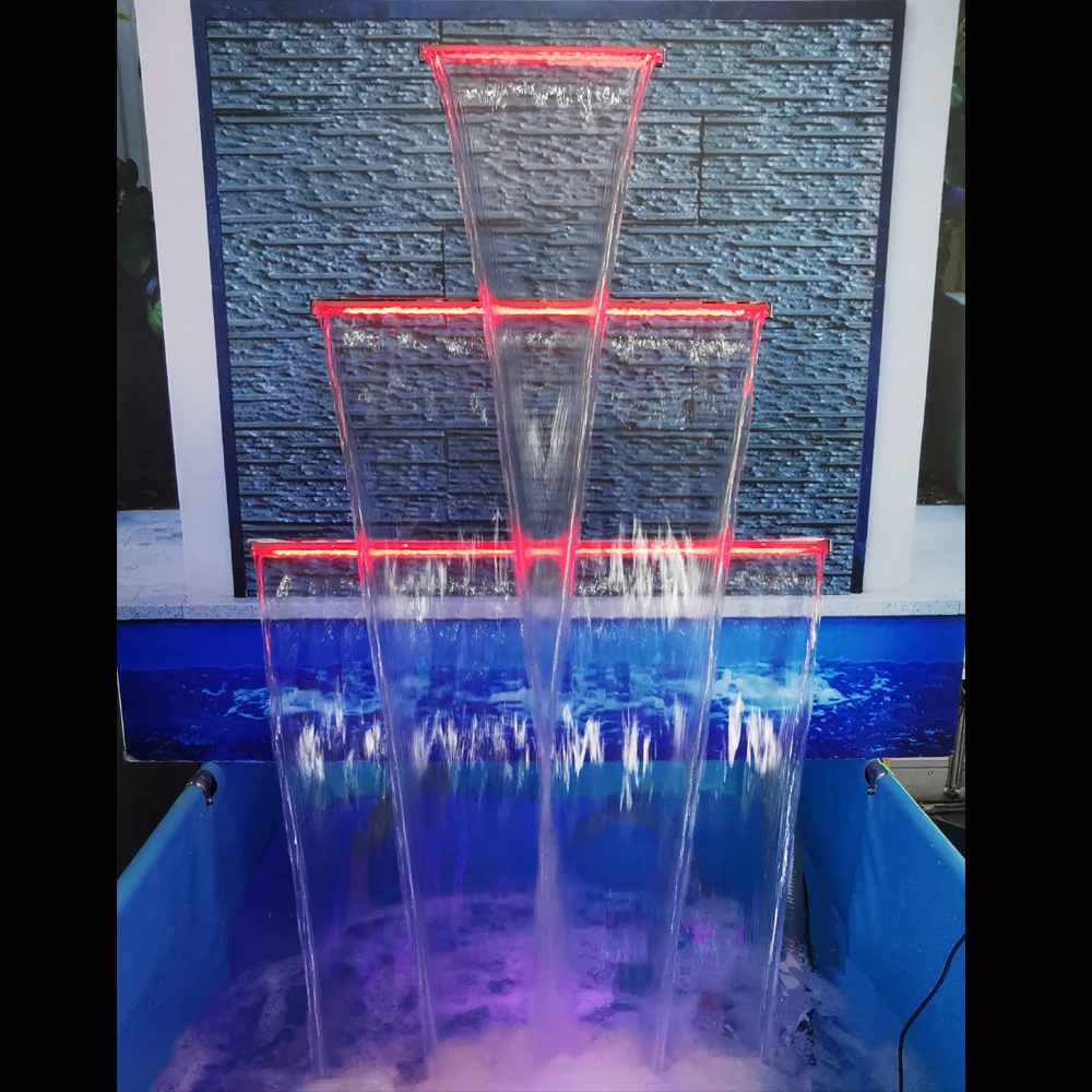 подводный водопад длиной 90 см, водосброс, акриловый материал, фонтан, спуск воды в спа, RGB, настенный Декоративный красочный Изображение 2
