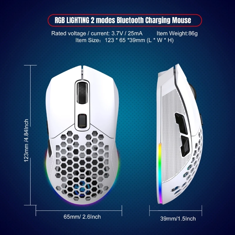 Портативная игровая мышь RGB, Беспроводные Компьютерные запчасти, Электронные игровые мыши, Программируемый драйвер с 6 Кнопками Изображение 5