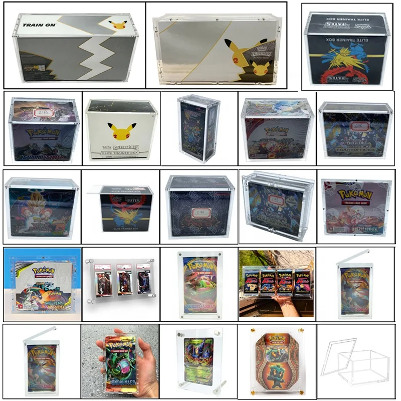 Пылезащитная упаковка в акриловой коробке Прозрачный акриловый чехол для витрины с выдвижной крышкой для японской элитной коробки Pokemon Box Изображение 2