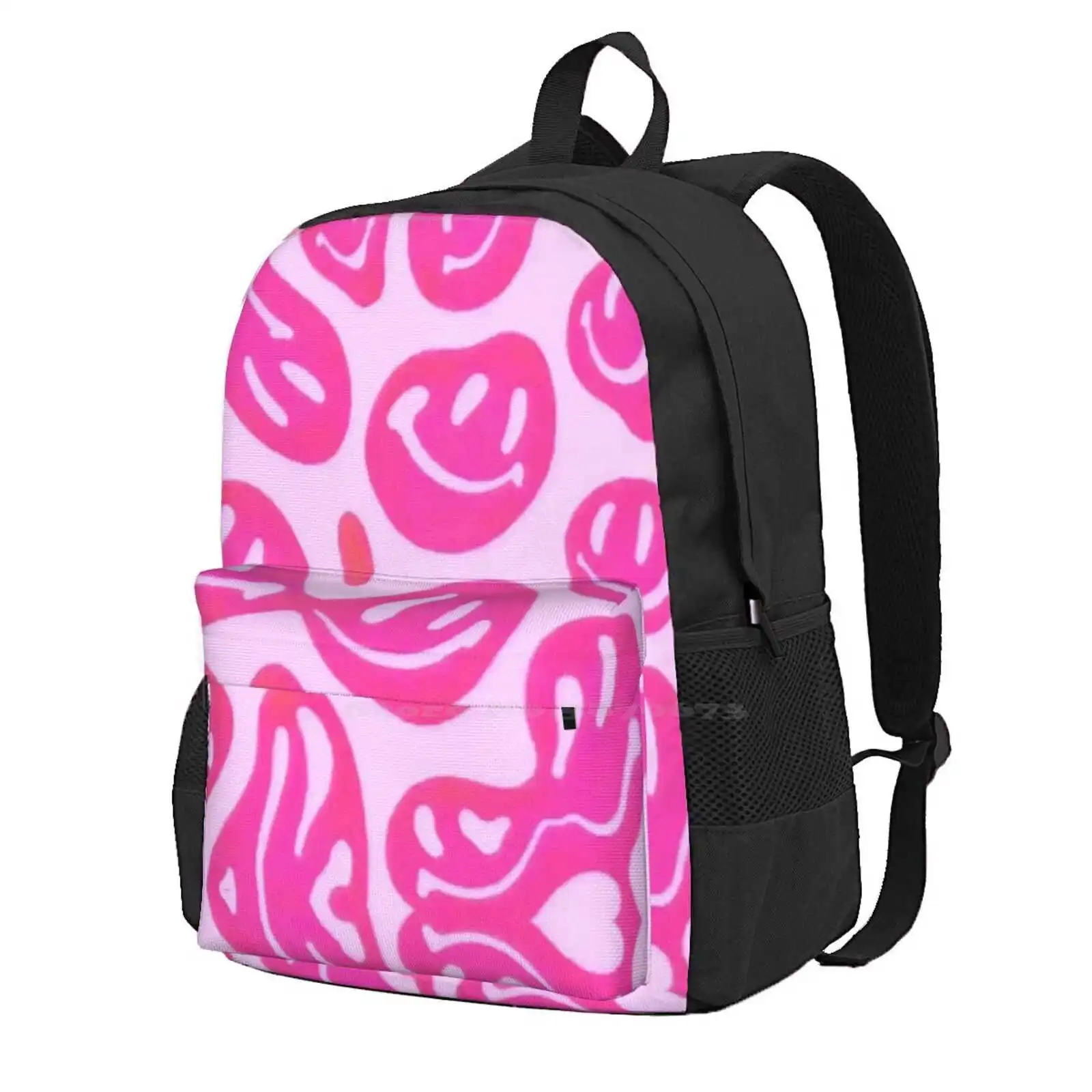 Розовое Плавящееся Лицо Школьная Сумка Большой Емкости Рюкзак Для Ноутбука 15-Дюймовое Лицо Расплавилось Красочными Каплями Изображение 0