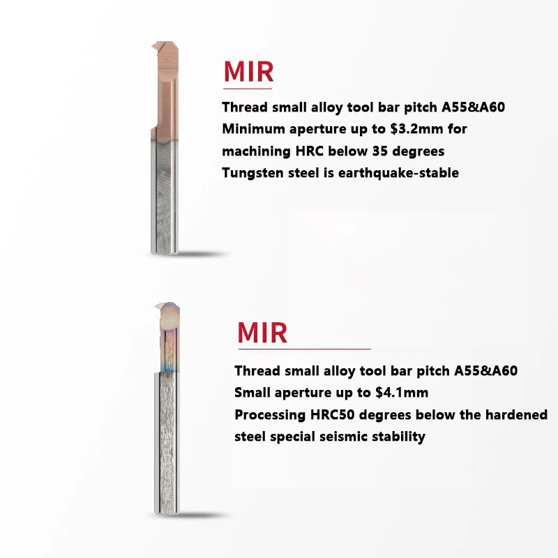 Сверлильный инструмент MIR Micro для сверления отверстий Фреза с внутренней резьбой MIR зуборез A55 A60 градусов встроенный твердосплавный резьбонарезной станок Изображение 1