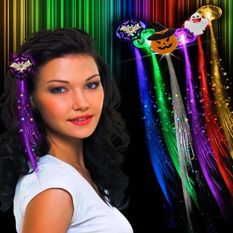 Светодиодные фонари для волос, волоконно-оптические светящиеся цепочки для плетения косичек, светодиодные аксессуары для волос, головной убор для волос, кисточка Изображение 3