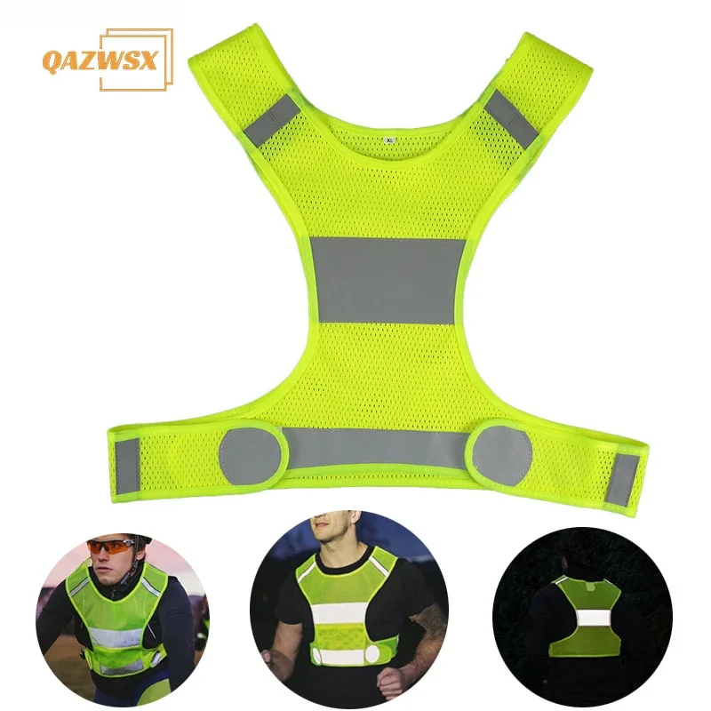 Светоотражающий жилет для самообороны, средства безопасности для велосипеда, отражатель флуоресцентно-желтого цвета, защитная одежда для строительной площадки Изображение 0