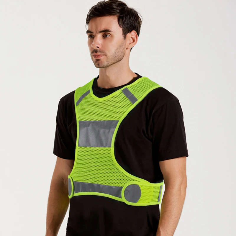 Светоотражающий жилет для самообороны, средства безопасности для велосипеда, отражатель флуоресцентно-желтого цвета, защитная одежда для строительной площадки Изображение 5