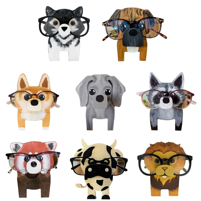 Симпатичная подставка для очков в форме животного, деревянный держатель для очков с животными, собаки Изображение 0