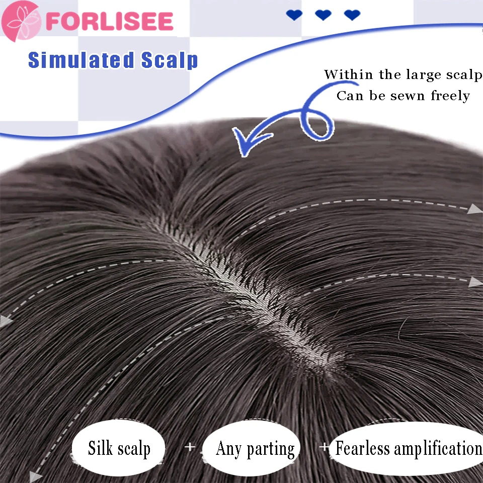 Синтетический длинный прямой градиентный синий парик средней части из термостойкого волокна, двухцветный парик для косплея/повседневный парик для женщин FORLISEE Изображение 3