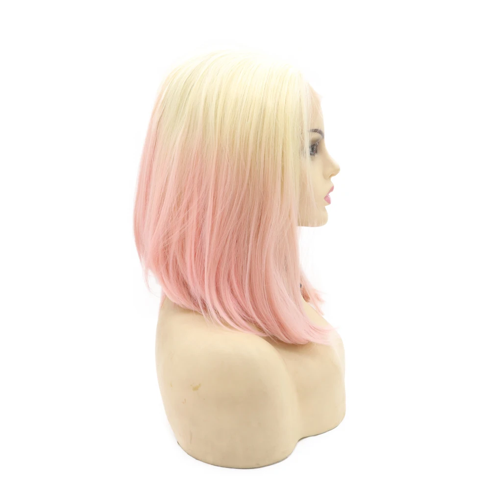 Синтетический Парик Фронта Шнурка Sylvia 613 Омбре Розовые Короткие Прямые Волосы Со Средним Пробором Парики Для Женщин Косплей Или Ежедневное Использование Изображение 3