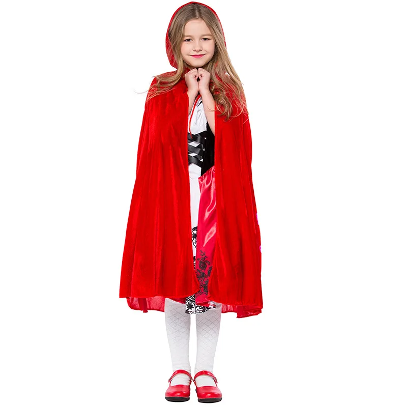 Сказки Красная Шапочка косплей костюм Красная Шапочка Платье-накидка Костюмы для девочки Женская вечеринка на Хэллоуин Изображение 1