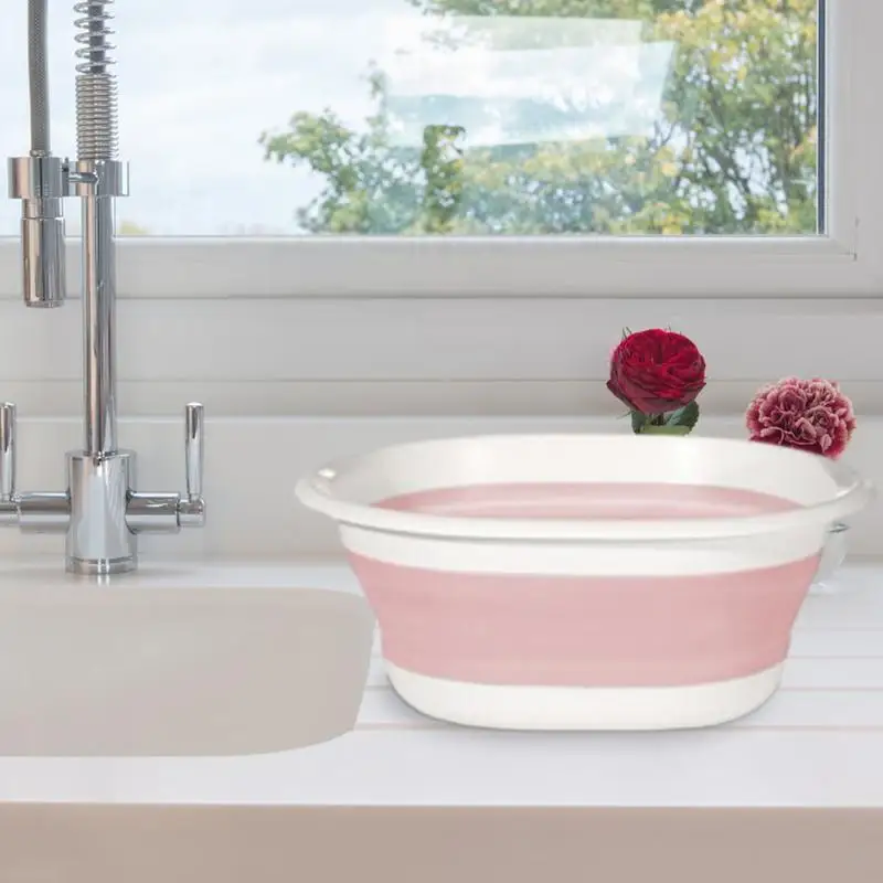Складные урны для мытья посуды для кемпинга на открытом воздухе, Складная Многоразовая ванна для мытья посуды, Переносной умывальник, ведерко для льда с отверстием для подвешивания Изображение 1