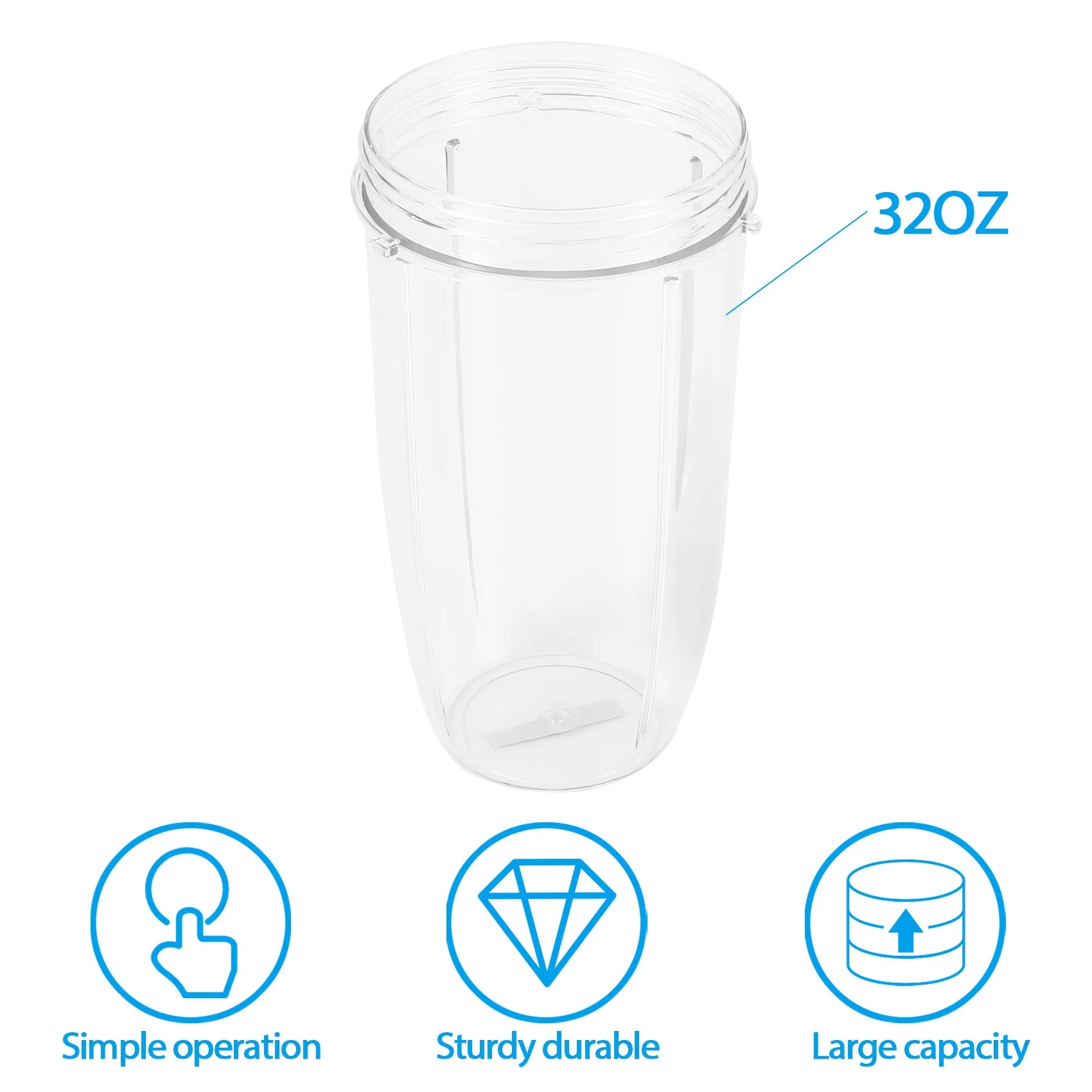 Сменные чашки на 32 унции с откидной крышкой для блендеров NutriBullet мощностью 600 Вт и Pro мощностью 900 Вт (2 упаковки) Изображение 2