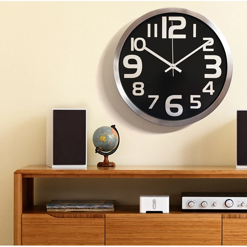 Современные настенные часы 12-дюймовые настенные часы на батарейках для спальни, офиса, кухни, гостиной Изображение 1