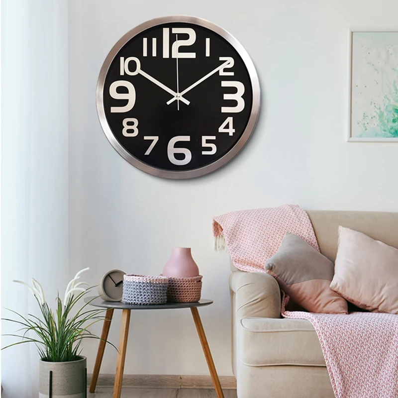 Современные настенные часы 12-дюймовые настенные часы на батарейках для спальни, офиса, кухни, гостиной Изображение 2