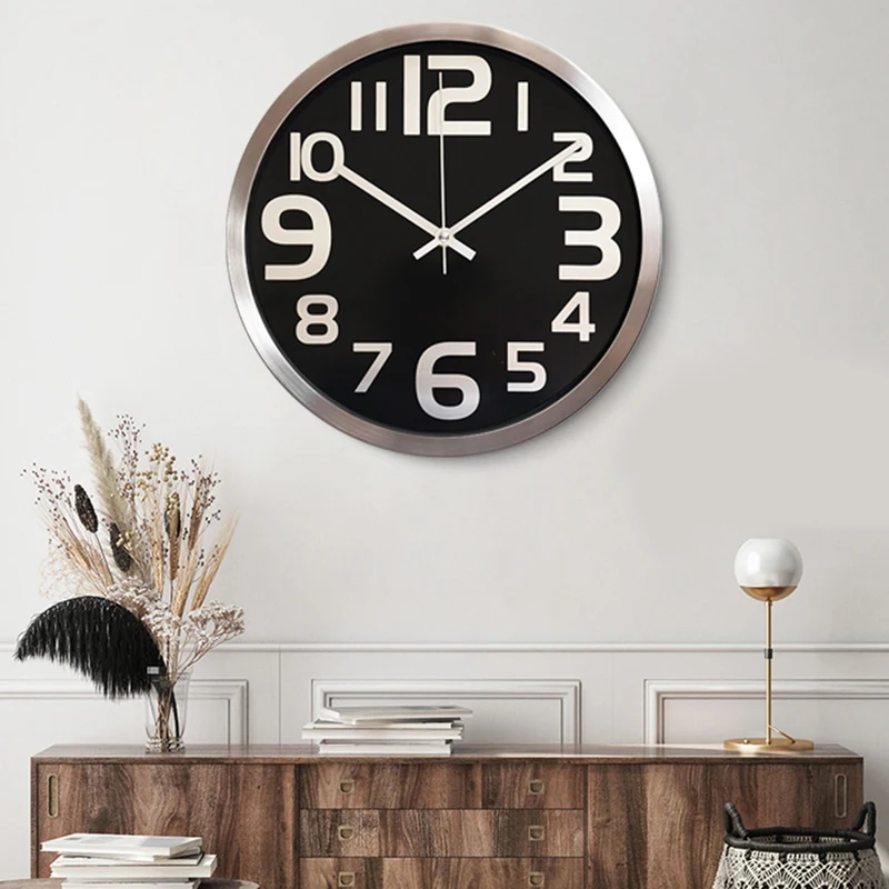Современные настенные часы 12-дюймовые настенные часы на батарейках для спальни, офиса, кухни, гостиной Изображение 3